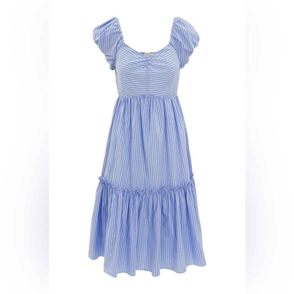 Ivy City Co Blue Striped Midi Dress